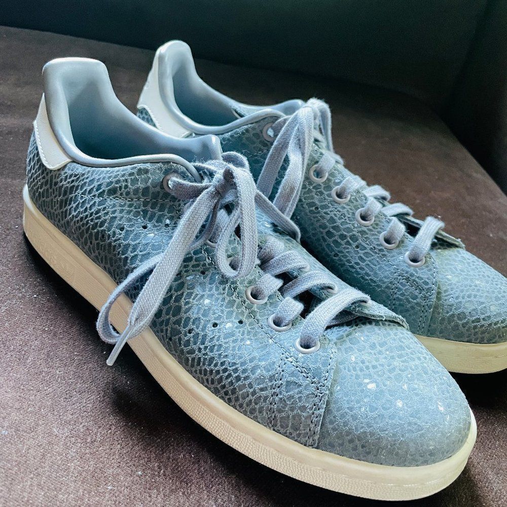 Rare Reptile Embossed Stan Smith Grey Sneakers Womens 8.5 US 40 2/3 EUR